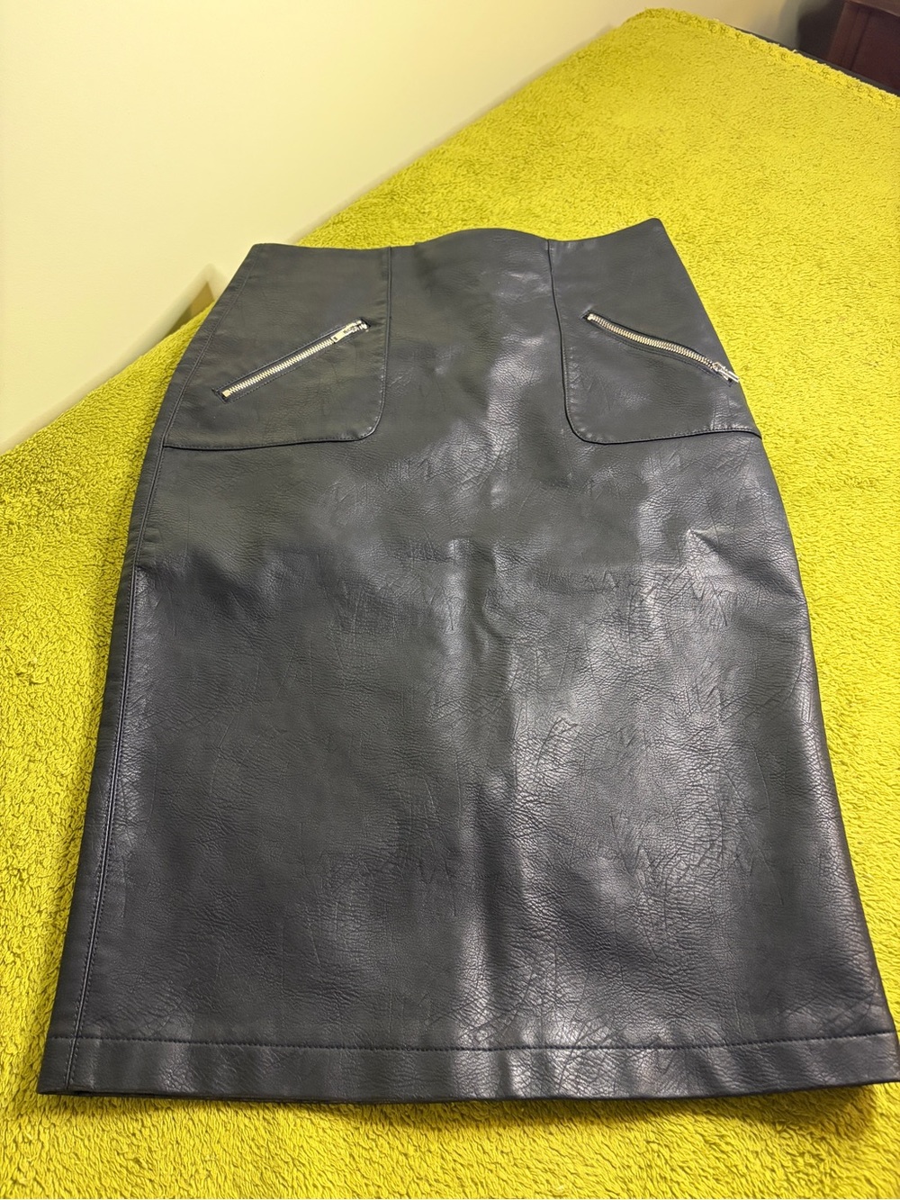 Black Tape Faux Leather Pencil Skirt